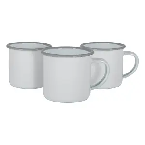 Argon Tableware - White Enamel Espresso Cups - 130ml - Grey - Pack of 6