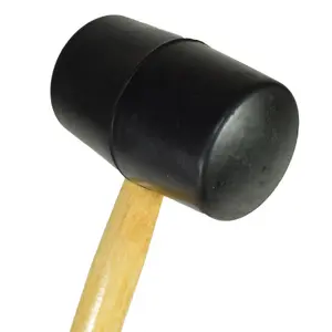 16oz Black Rubber Mallet Non Marking With Wooden Handle Shaft Tent Pegs