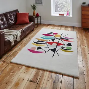 Beige Luxurious Modern Wool Abstract Rug For Bedroom & Living Room-150cm X 230cm