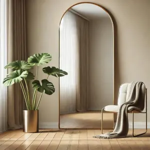 Jobu Home - Akiko, Full Length Leaner Gold Metal Arched Mirror - 150cm x 60cm