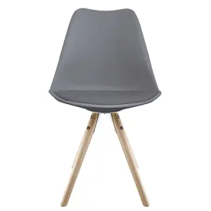 Soho Dark Grey Plastic Dining Chair with Pyramid Light Wood Legs