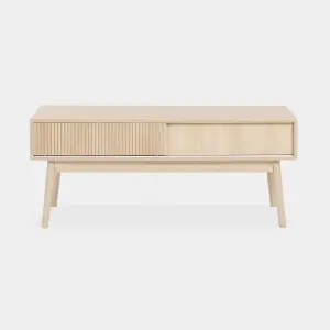 sweeek. 115cm grooved wood detail TV stand Linear Natural 115x40x48 cm