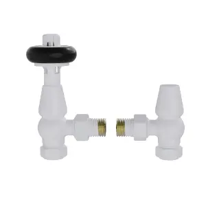 Right Radiators Traditional Antique Design TRV Thermostatic Brass Angled Radiator Valves Pair White