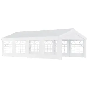 Outsunny 8m Gazebo Garden Marquee Canopy Party Carport Shelter Garage Tent White