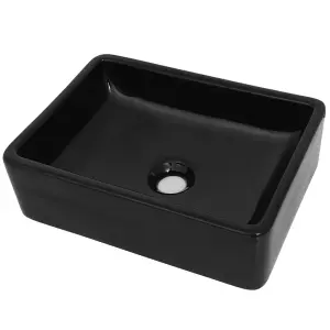 Berkfield Basin Ceramic Rectangular Black 41x30x12 cm