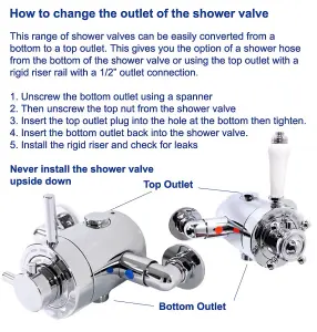 Thermostatic Concentric Exposed Shower Mixer + Riser Rail 135mm to 150mm Centres