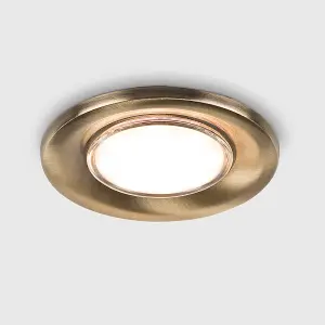 ValueLights Modern Fire Rated Antique Brass GU10 Recessed Ceiling Downlight/Spotlight - Includes 5w LED Bulb 6500K Cool White