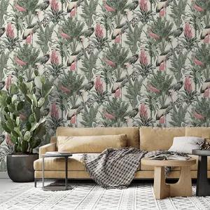 World of Wallpaper Manu Tropical Birds Wallpaper Cream