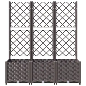 Berkfield Garden Planter with Trellis Brown 120x40x136 cm PP