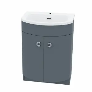 Nes Home 600mm Freestanding Modern Grey Gloss Basin Vanity Storage Unit