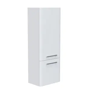 Nes Home 350mm White Wall Hung Tall Storage Cabinet With Adjustable Shelves