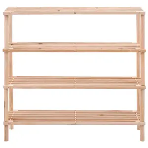 Durable 4-Tier Shoe Rack Solid Fir Wood