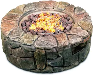 Centurion Supports Fireology KALUYA Bronze Lavish Garden and Patio Fire Pit with Eco-Stone Finish - Fully Assembled