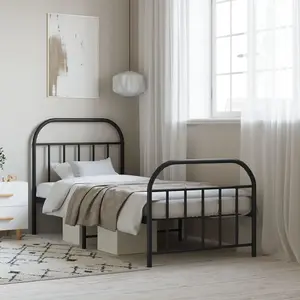 Berkfield Metal Bed Frame with Headboard and Footboard Black 80x200 cm