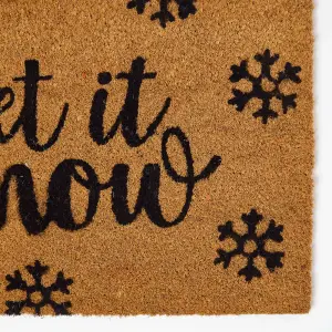 Homescapes Coir Doormat Christmas 'Let It Snow', Natural, 40 x 60 cm