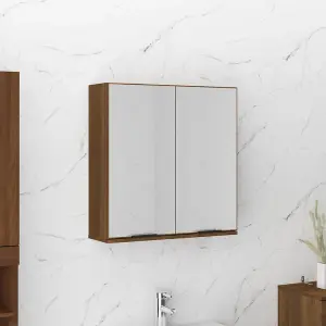 Berkfield Bathroom Mirror Cabinet Brown Oak 64x20x67 cm