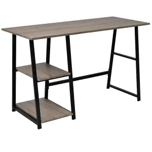 Berkfield Desk with 2 Shelves Grey and Oak