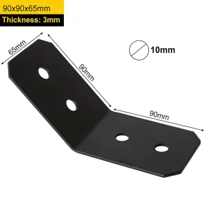 Single Heavy Duty Black 135 Degrees Angle Bracket - Black 135 Degrees Corner Brace -  Black 135 Degrees Corner Bracket 90x90x65mm