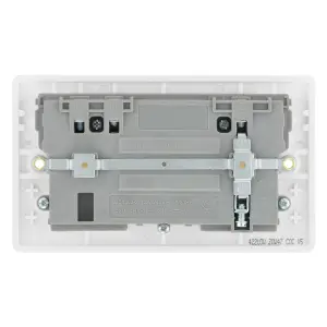 LAP White Double 13A Raised slim Switched Screwed Socket with USB, x2 & White inserts