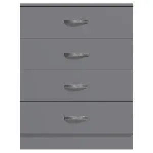 4 Drawer Matt Grey Chest Of Drawers Bedroom