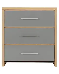 Seville 3 Drawer Chest Oak and Grey Sheen Finish