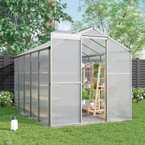 Silver Garden Plants Grow House with Aluminium Frame Large Walk-In Green House with Door and Window