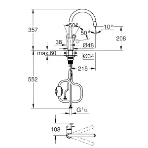 Grohe StartCumbria Single-lever Chrome-plated Kitchen Side lever Tap