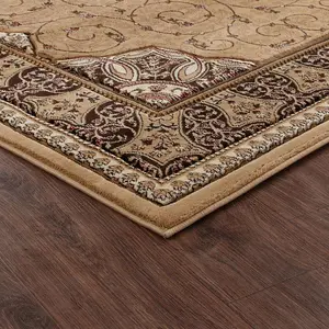 Abaseen 60x220 cm Golden Royal Tabriz Rug Classic Oriental Rug 10mm Soft Pile Washable Area Rugs for Home and Office