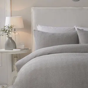 Lindly Textured Waffle Duvet Cover Set