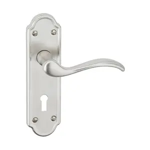 URBNLIVING 170mm Length 8 Pcs Lisbon Metal & Satin Nickel Lever Latch Door Keyhole Handles Set