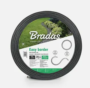 FLEXIBLE GARDEN BORDER GRASS LAWN PATH EDGING WITH PLASTIC PEGS 60mm Grey  10m + 20 Pegs