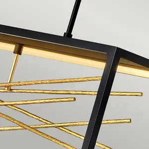 Luminosa Hinkley Styx Integrated LED Bar Pendant Ceiling Light Black & Golded Gold, 3000K