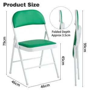 Mcc Direct Set of 2 Folding Dining Chairs Metal Frame Padded Seats Green