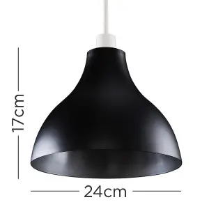 ValueLights Dexter Retro Style Black and Silver Metal Ceiling Pendant Light Shade