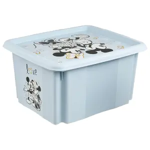 Keeeper Set of 2 Mickey Mouse Turn Around Stackable Box 24 Litre with Lid - Cloudy Blue