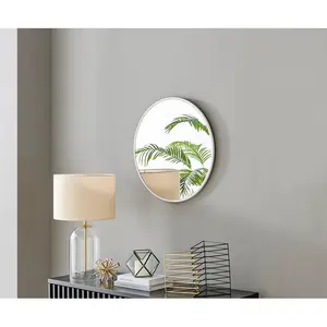 Alcantera Round Metal Frame Wall Mirror Simple and Elegant Modern Design White / 60cm H x 60cm W