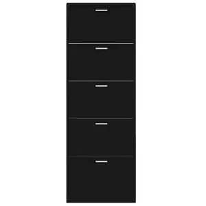 Shoe Cabinet Black 59x17x169 cm Engineered Wood