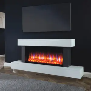 Suncrest Madison Grey & white Glass, MDF & metal Freestanding Electric fire suite