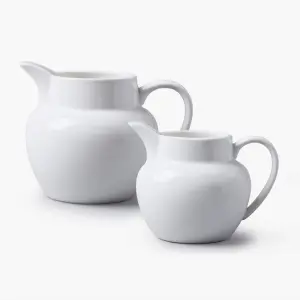 WM Bartleet & Sons Porcelain Round Bellied Milk Jugs, Set of 2