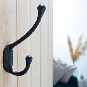 Hammer & Tongs - Rounded Hat & Coat Hook - W35mm x H125mm - Black