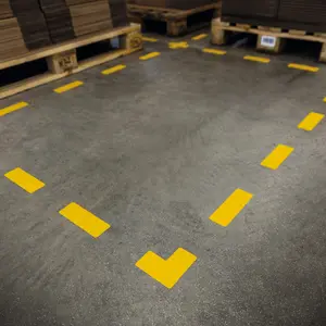 Durable Heavy Duty Adhesive Floor Marking T Shape Corner - 10 Pack - Yellow