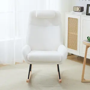 Nursery Rocking Chair Modern Nursing Rocking Armchairs with Super Soft Teddy Velvet Fabric