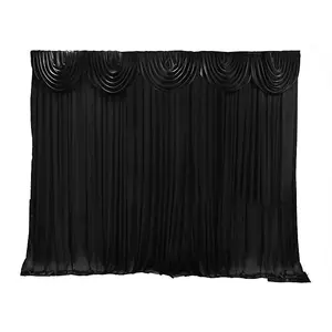 4x4 M Ice Silk Backdrop Curtain Photography Scenery for Christmas Events Decor, Black