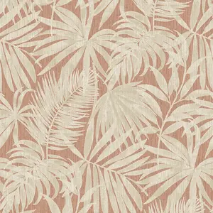 Grandeco Boutique Tropical Palm Leaf PVC-free Eco Wallpaper, Rust