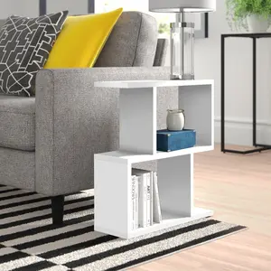 Barbara Side Table Modern 2-Tier Design with Storage Compartments White