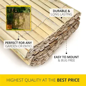 Abaseen 2m x 3m Bamboo Slat Natural Screen Garden Fence