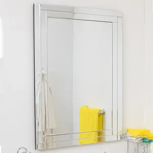 MirrorOutlet Luxford All Glass Bevelled Wall Mirror 100 x 70 CM