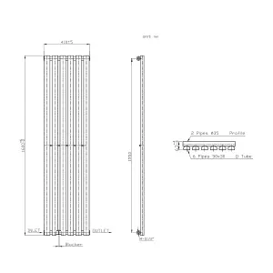 Rinse Bathrooms 1600 x 410mm White Vertical Designer Radiator Rad Single Column Radiator Rad Rectangular Flat Panel