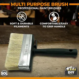 2Pcs Fence Paint Brushes, Block Brush Set, Decking Paint Brush, Shed and Fence Brush, Masonry Paint Brush