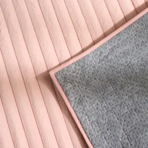 Faux Fur Rug Living Room Ribbed Large Mat Carpet, Blush - 120 x 170cm